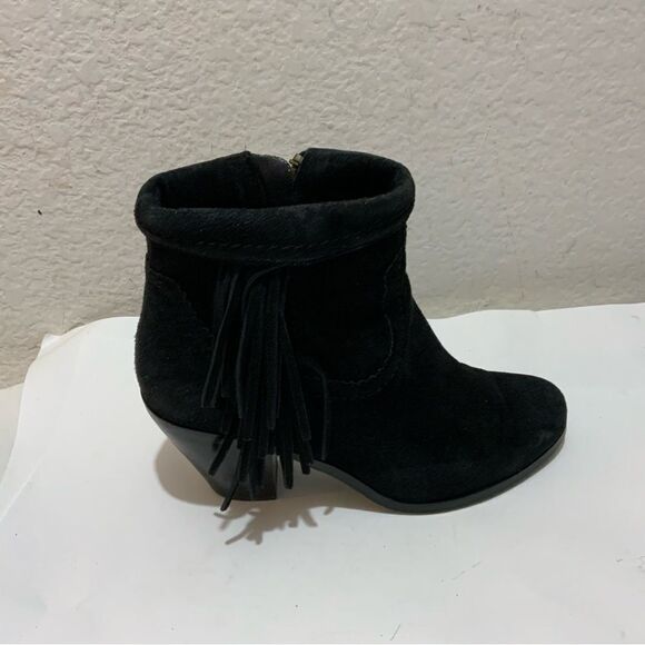 Sam Edelman Louie Suede Fringe Heeled Ankle Boot Black Women's sz 7 - Picture 6 of 14